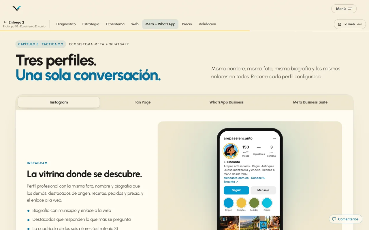 Instagram, Fan Page y WhatsApp Business